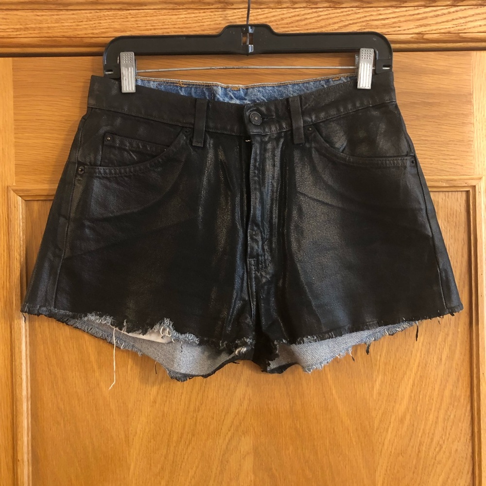 LF Furst Of A Kind x Levi’s Vintage Black Coated Cutoff Denim Shorts Size 30